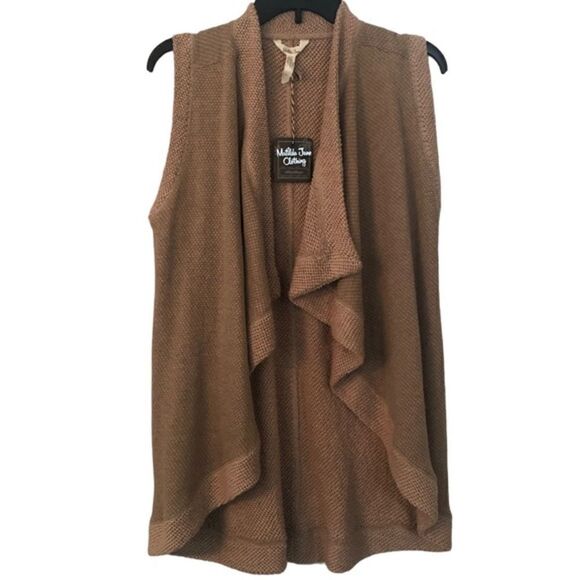 COPY - Matilda Jane Sweater Vest Women's X-Small Taupe Knit Open Front BNWT - Picture 1 of 7